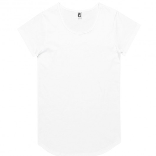 White CB Clothing Womens Curved Hem T-Shirts